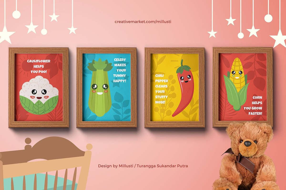 Customizable Vegetables Nursery Art, a Food Illustration by Millusti (Photo 6 of 9)