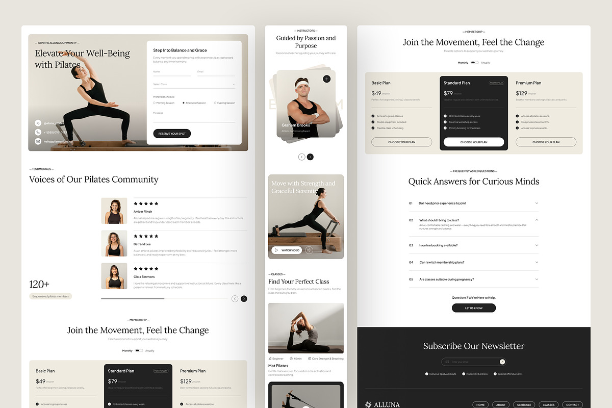 Alluna – Pilates Studio Landing Page, a Websites & App Template by peterdraw (Photo 3 of 3)
