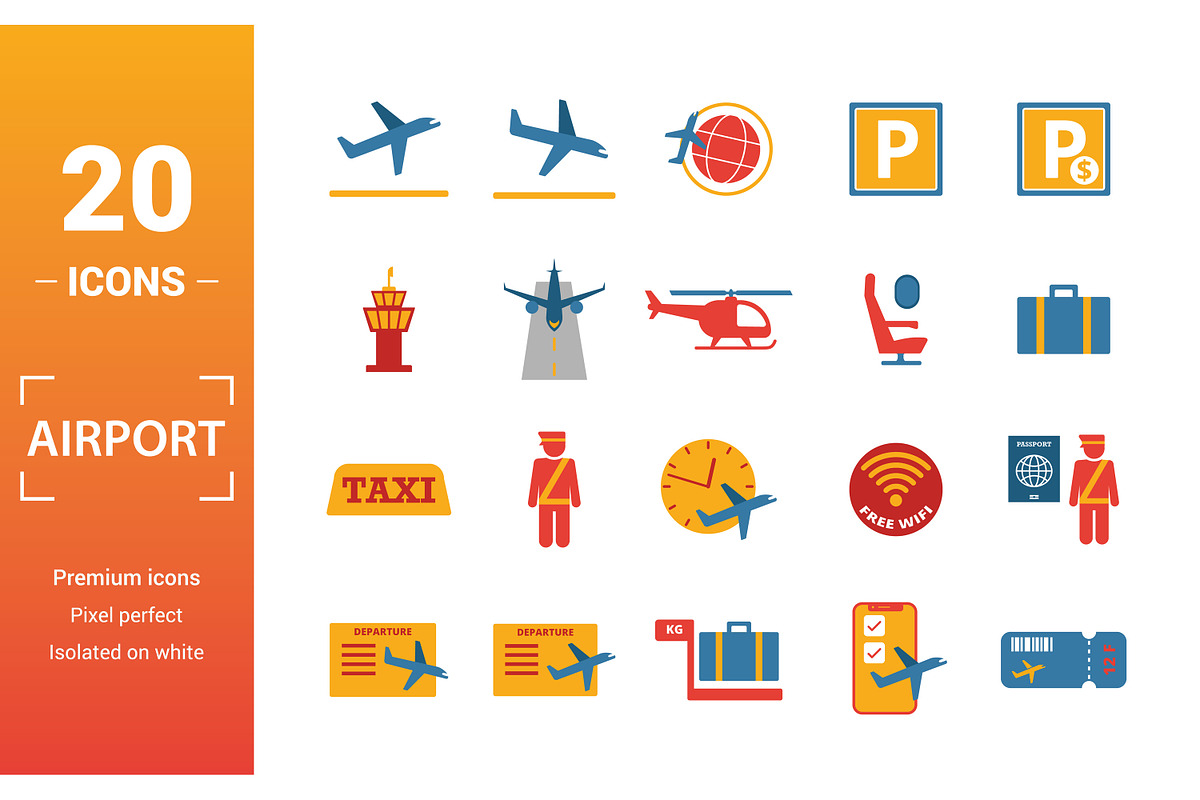 Airport Flat Icon Set, an Object Graphic by Aimagenarium@gmail.com (Photo 1 of 3)