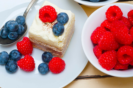 fresh raspberry and blueberry cake, a Food & Drink Photo by keko64