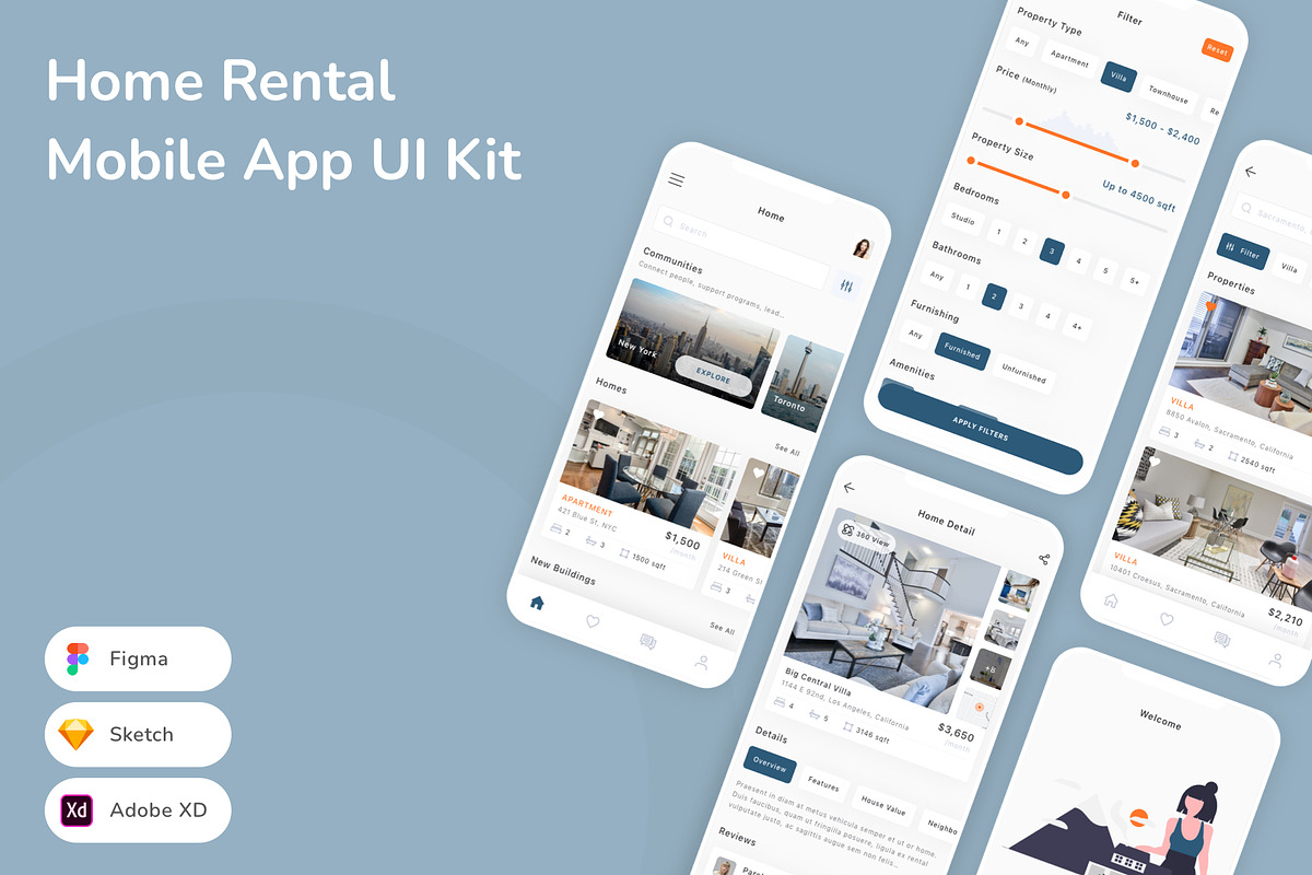 Home Rental Mobile App UI Kit, an UI Kit Template by Betush