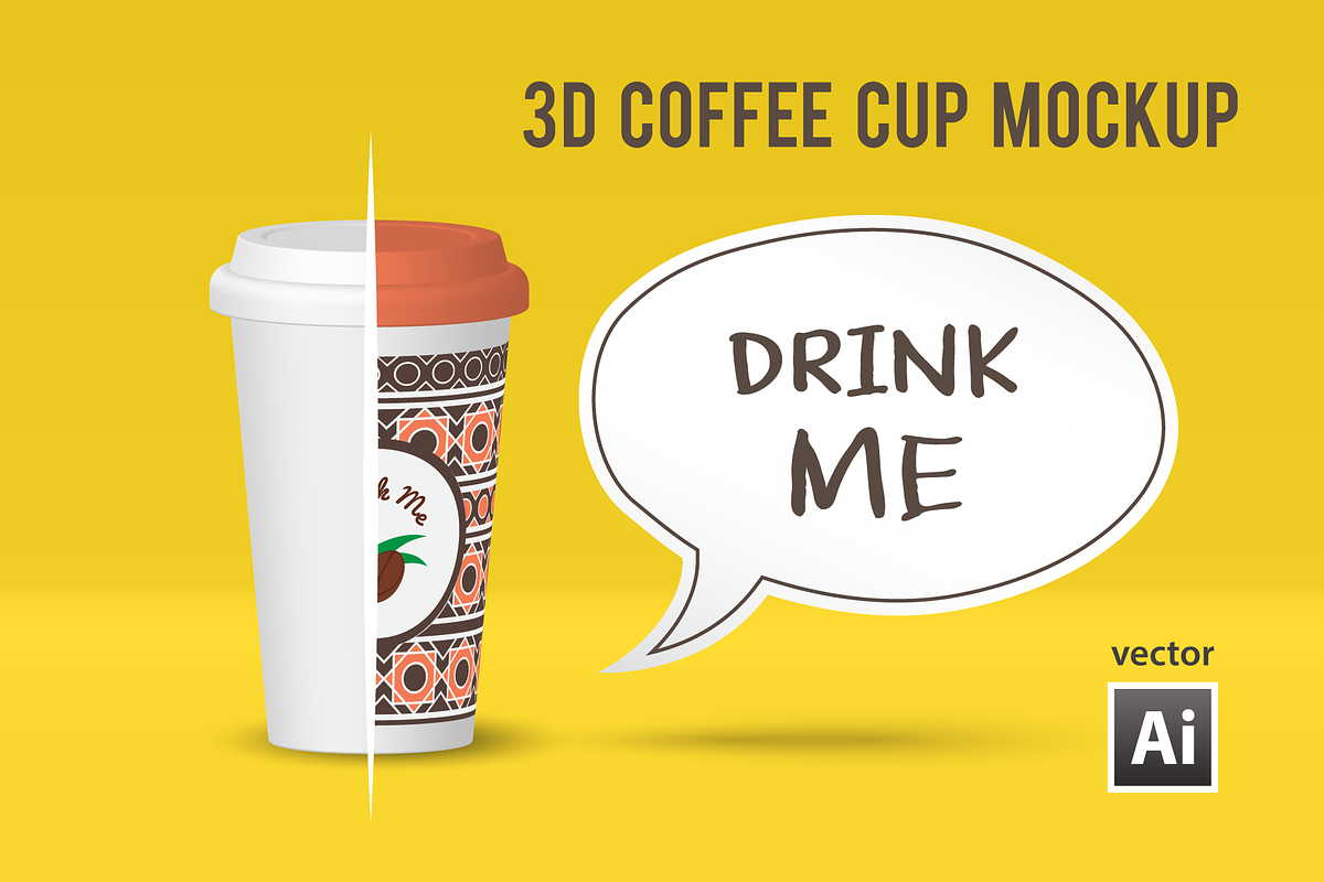 Vector 3D Coffee Cup Mockup for Ai, a Cups & Container Mockup by dacascas (Photo 1 of 2)