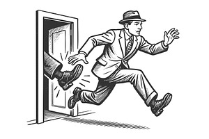 Man Kicked Out the Door engraving, a Person Illustration by AlexArt