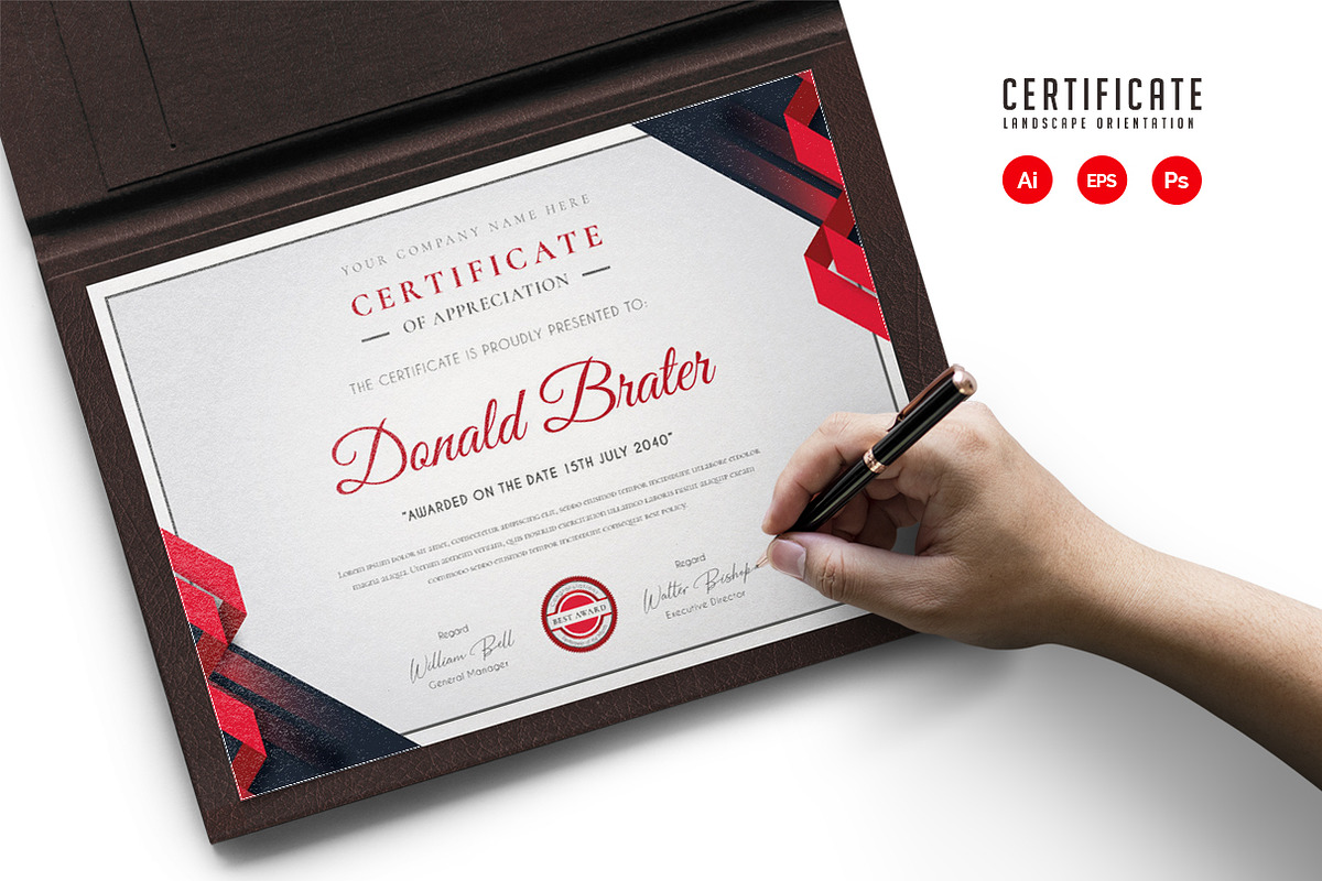 574. Modern Certificate Template, a Stationery Template by CreativeRezwan (Photo 1 of 3)