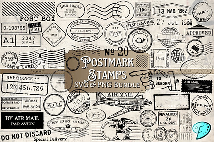 100 Postmark Stamps SVG PNG Bundle, an Object Graphic by Emily Designs
