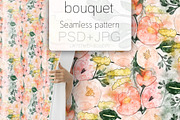 Watercolor pink bouquet pattern, a Pattern Graphic by yahu88studio (Thumbnail 1 of 7)