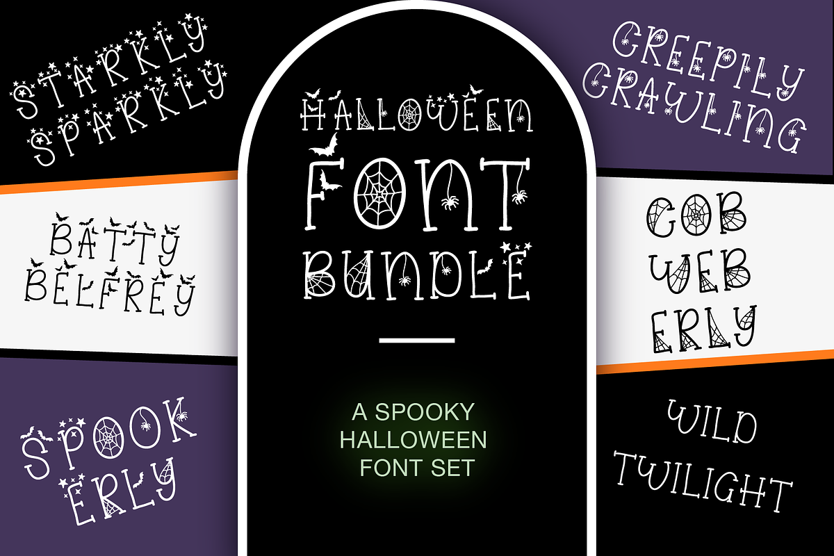 6 Spooky Halloween Fonts Bundle Set, a Serif Font by Dancing with Ink (Photo 1 of 13)