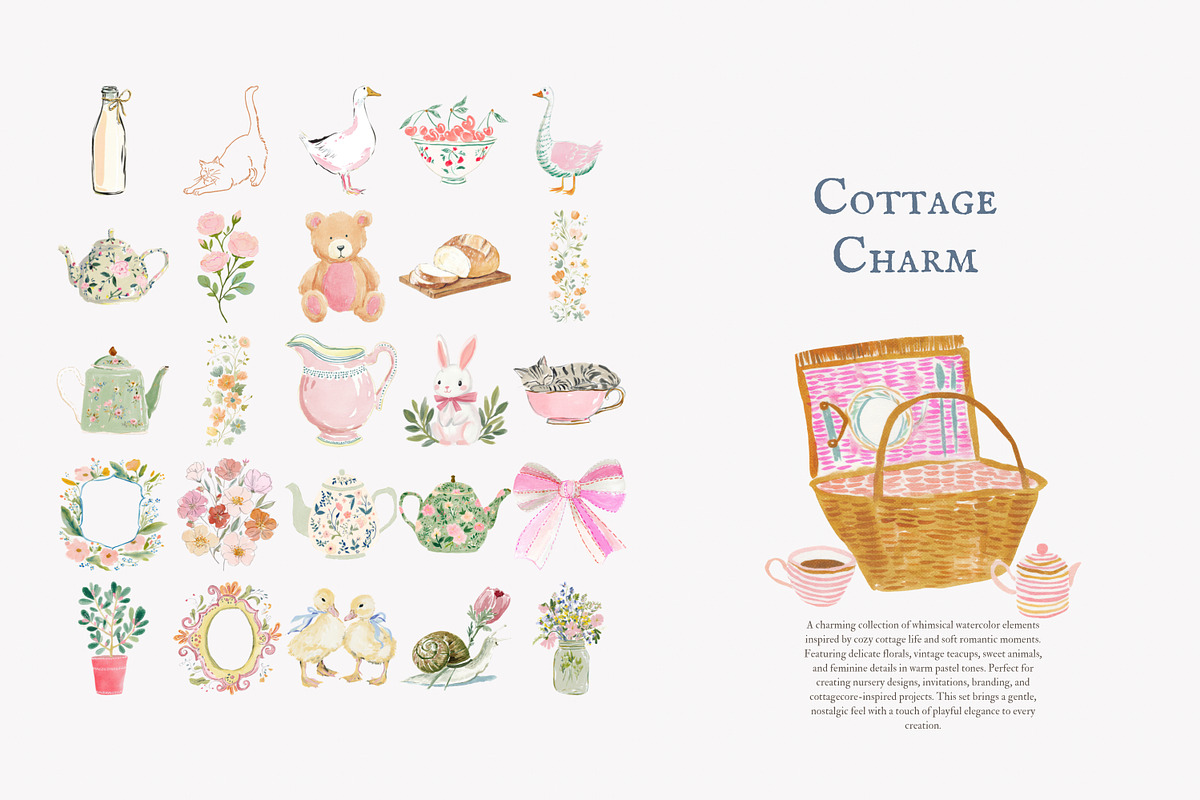Cottagecore clipart set, a Decorative Illustration by Patishop Art (Photo 4 of 9)