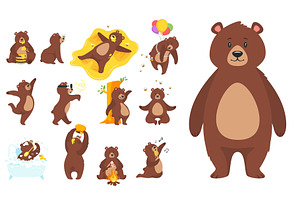 cartoon brown grizzly bear, an Animal Illustration by Cartoon time!