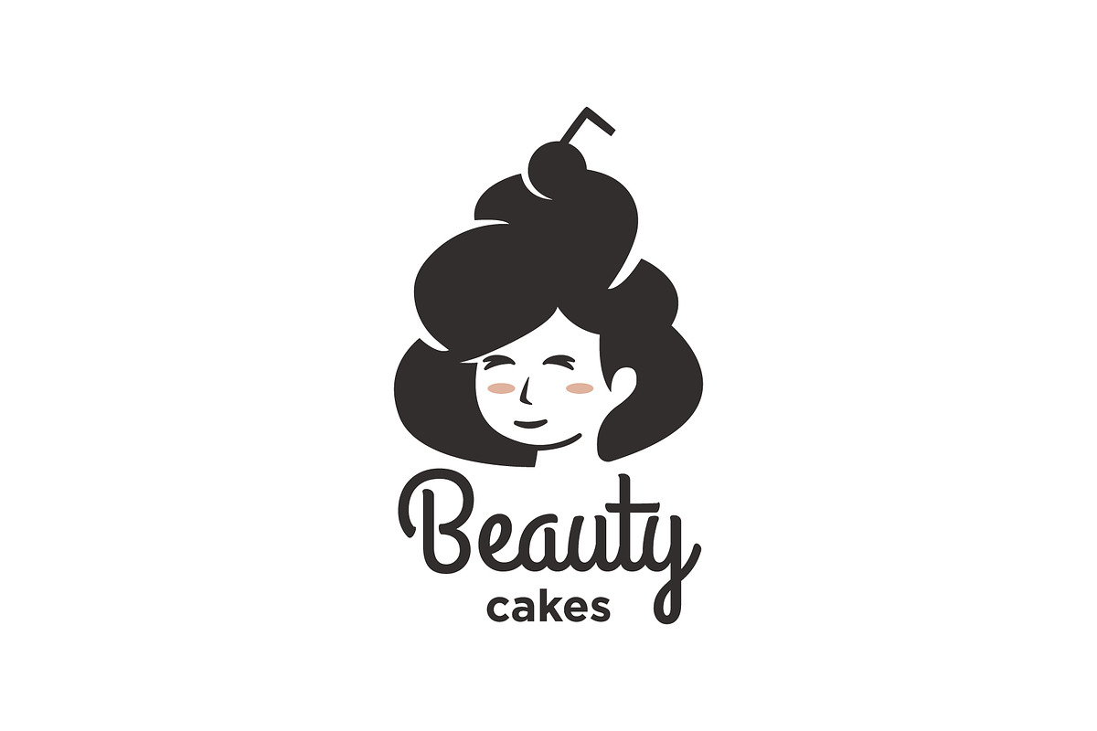 cute beautiful girl with cake logo, a Branding & Logo Template by funpixel