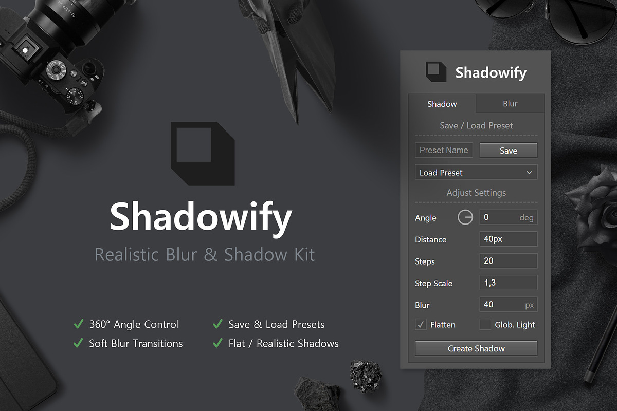 Shadowify - Blur & Shadow Kit, a Plug-in Add-On by h3design (Photo 1 of 12)