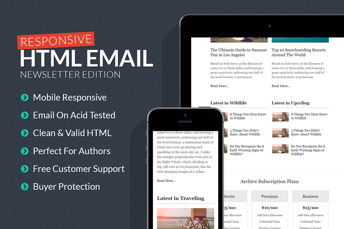Newsletter Responsive Email Template, a HTML Template by Creativenauts (Photo 2 of 4)