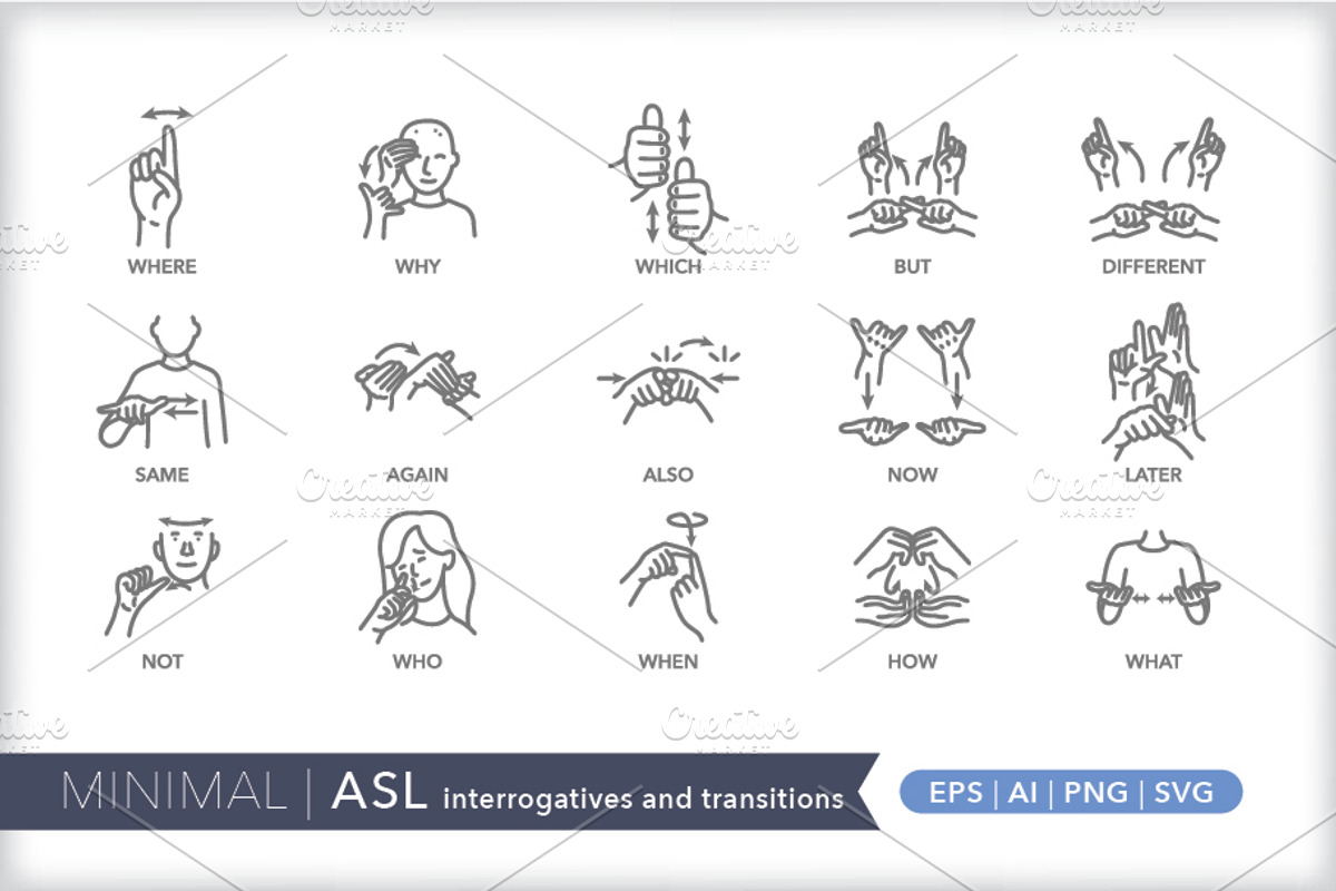 Minimal American Sign Language (ASL), an Outline Icon by Picture Window (Photo 17 of 26)