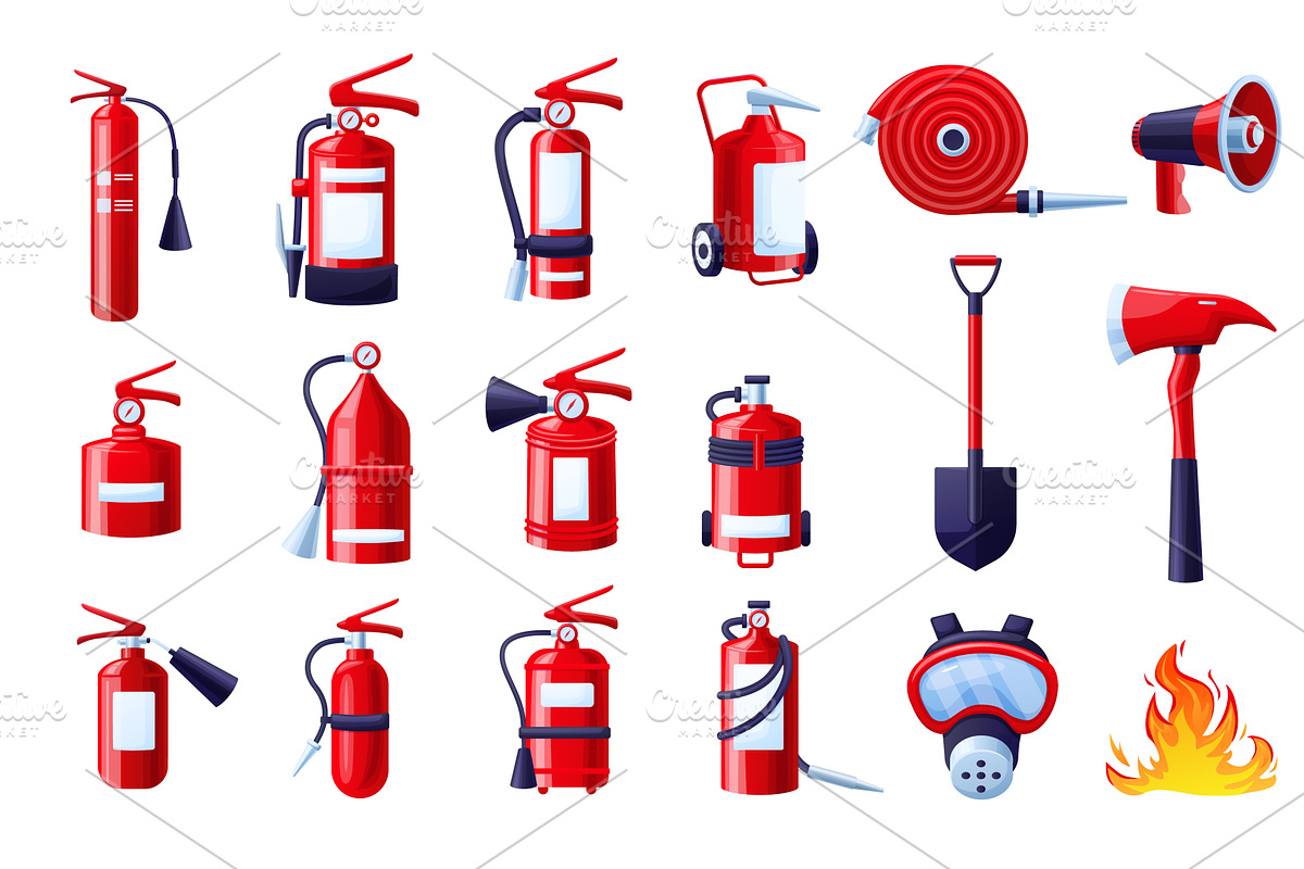 Fire protection equipment. Safety, an Illustration by LadadikArt