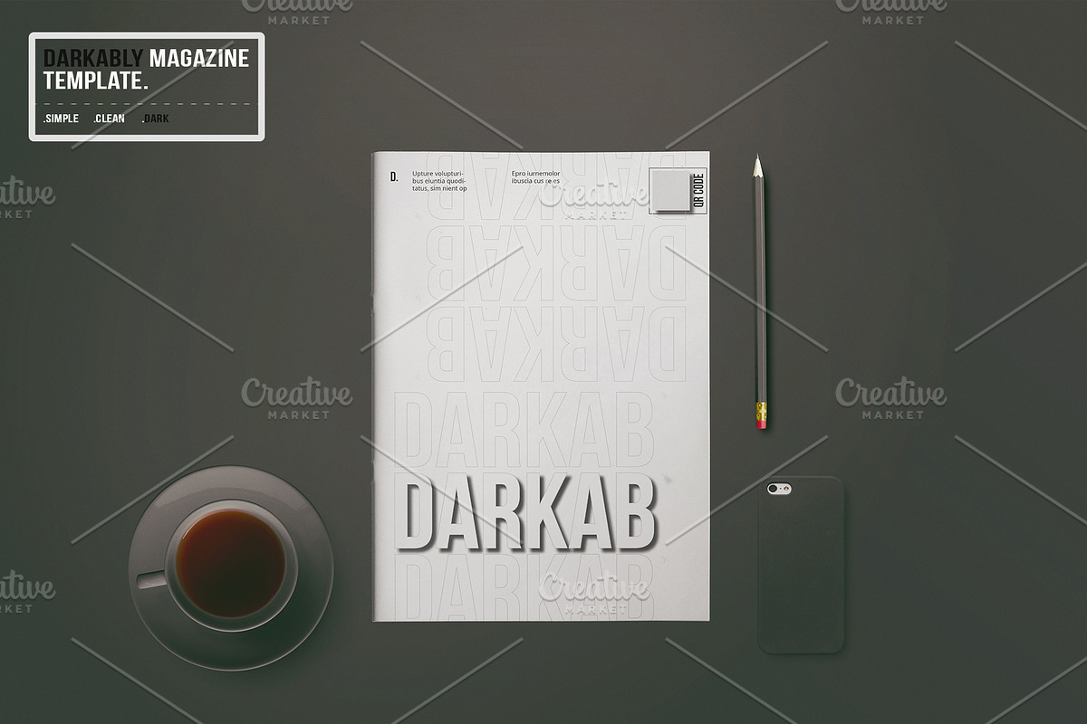 Dark & White Magazine Template, a Magazine Template by Bizz_District_Studio (Photo 1 of 2)