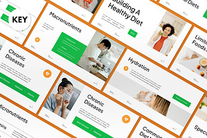 White Green Healthy Diet Keynote, a Presentation Template by graphicook