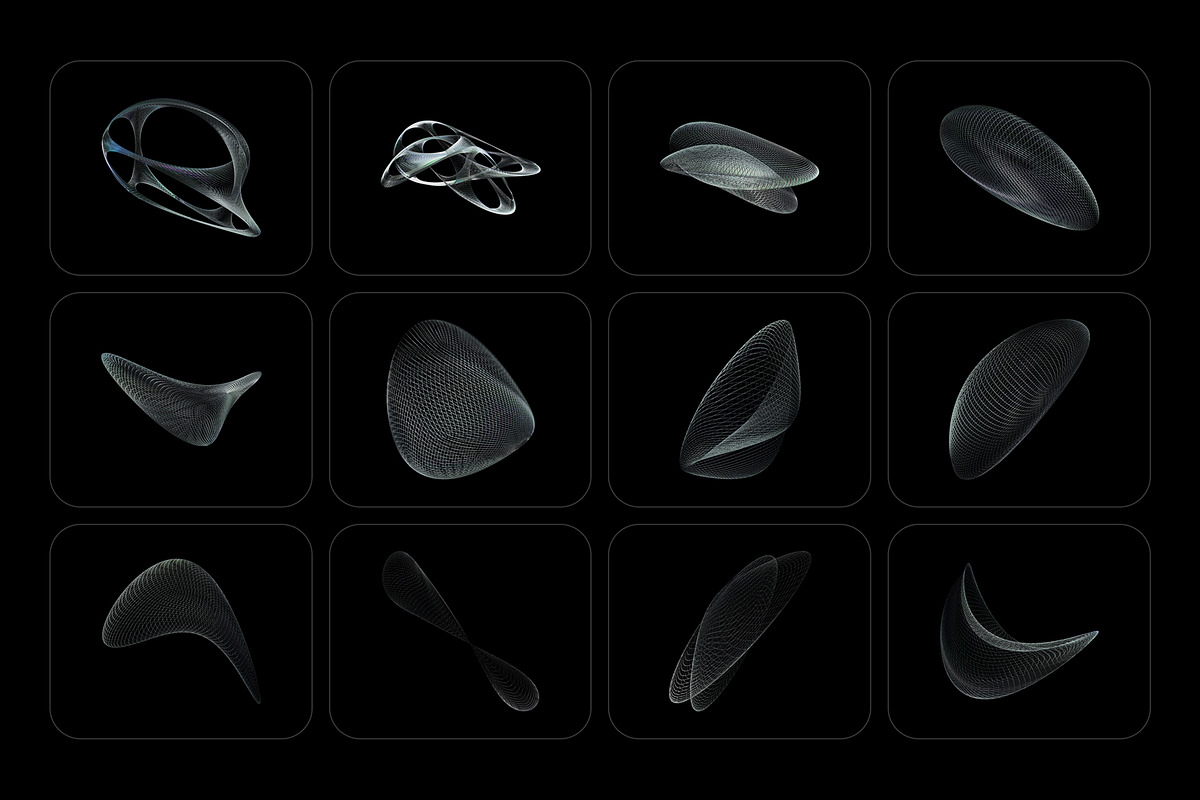 3D Chrome Wireframes - 73 shapes, an Object Graphic by assetpro.design (Photo 12 of 12)