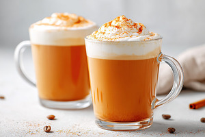 Creamy spiced coffee with whipped cream, a Food & Drink Photo by AlyaAnd
