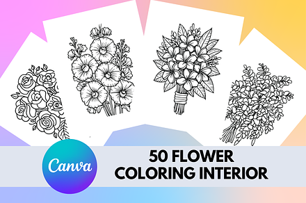 50 FLOWER COLORING BOOK