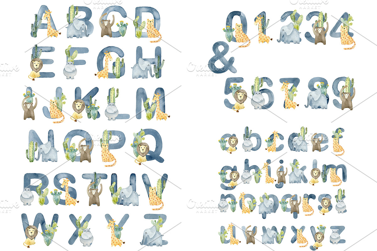 10 Watercolor Animal Alphabets., an Animal Illustration by TaPilipa (Photo 2 of 11)