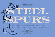 Steel Spurs: A Western Display Font, a Serif Font by DeliFreshTypeCo. (Thumbnail 1 of 9)