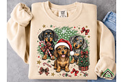 Festive Dachshunds Christmas PNG, a Seasonal Illustration by Craft Nest (Thumbnail 5 of 6)
