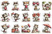 Whimsical Summer Cat Clipart, an Illustration by OK Design (Thumbnail 3 of 6)