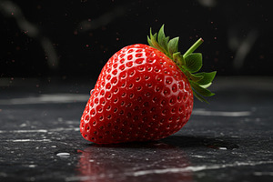 Fresh ripe strawberry with green lea, a Food & Drink Photo by professorinc