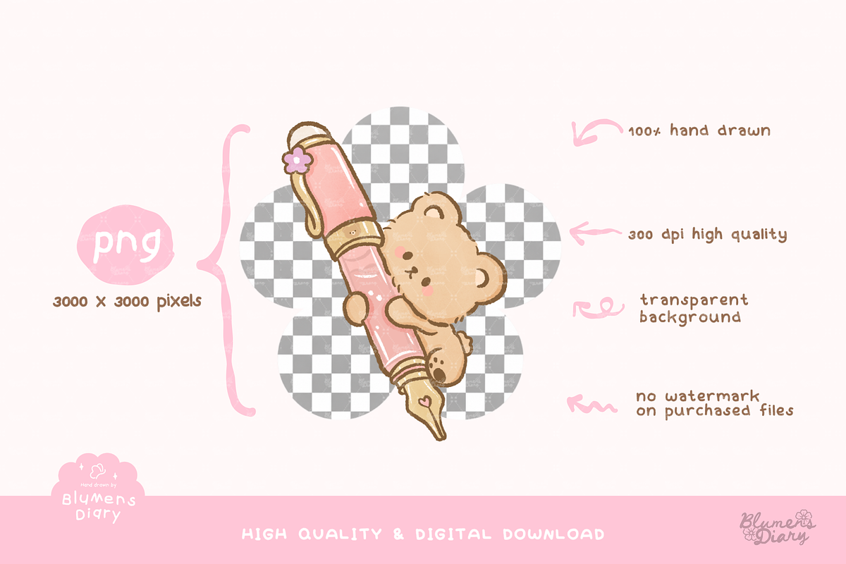 Sweet Stationeries Cute Bear Clipart, an Animal Illustration by Blumensdiary (Photo 3 of 6)