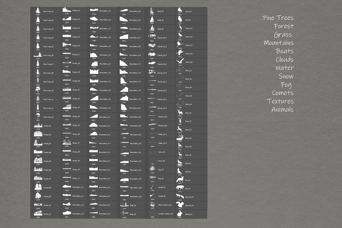 Photoshop Landscape Stamp Brushes, a Brush Add-On by MISTstudioDesign (Photo 2 of 12)