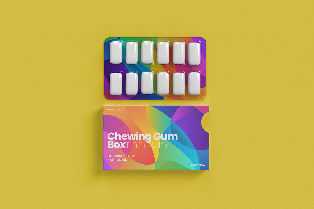 Chewing Gum Box Mockup, a Packaging Mockup by Graphicboom (Photo 5 of 5)