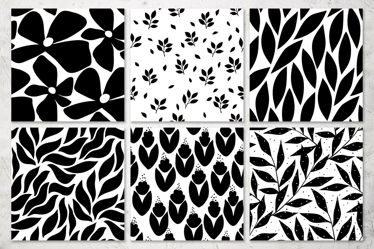 Black And White Floral Patterns, a Pattern Graphic by pineart (Photo 5 of 7)