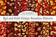 Red and Gold Ginkgo Digital Paper, a Pattern Graphic by designcity5 (Thumbnail 1 of 5)