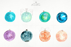 Light Christmas Watercolor Baubles