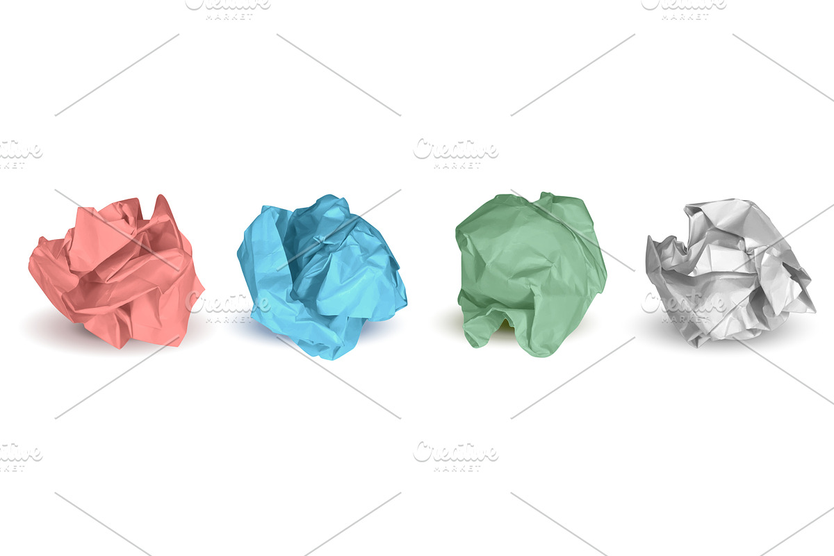 Multicolor garbage paper balls, an Illustration by Frogella