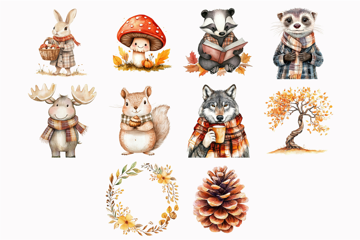 Woodland Animals Clipart, an Illustration by Design Market (Photo 4 of 4)