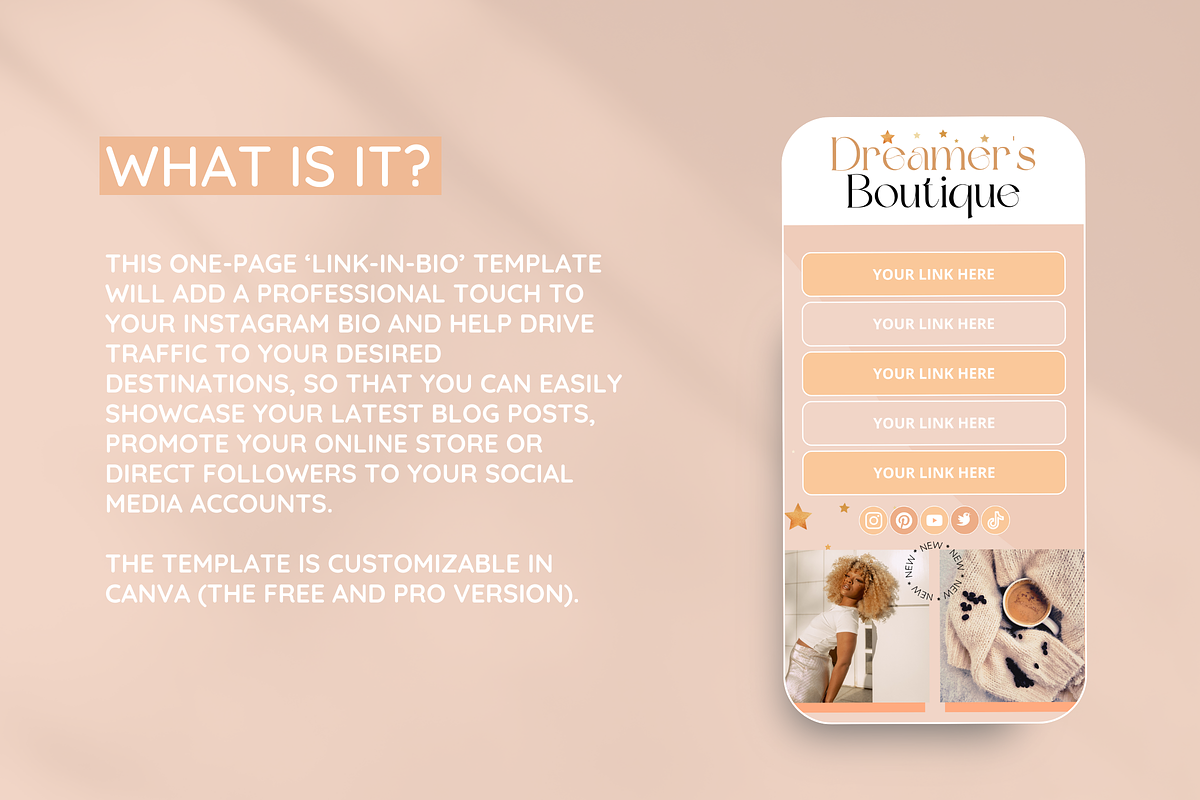 Peach Link in Bio, a Landing Page Template by SunshineStudioBoutique (Photo 2 of 9)