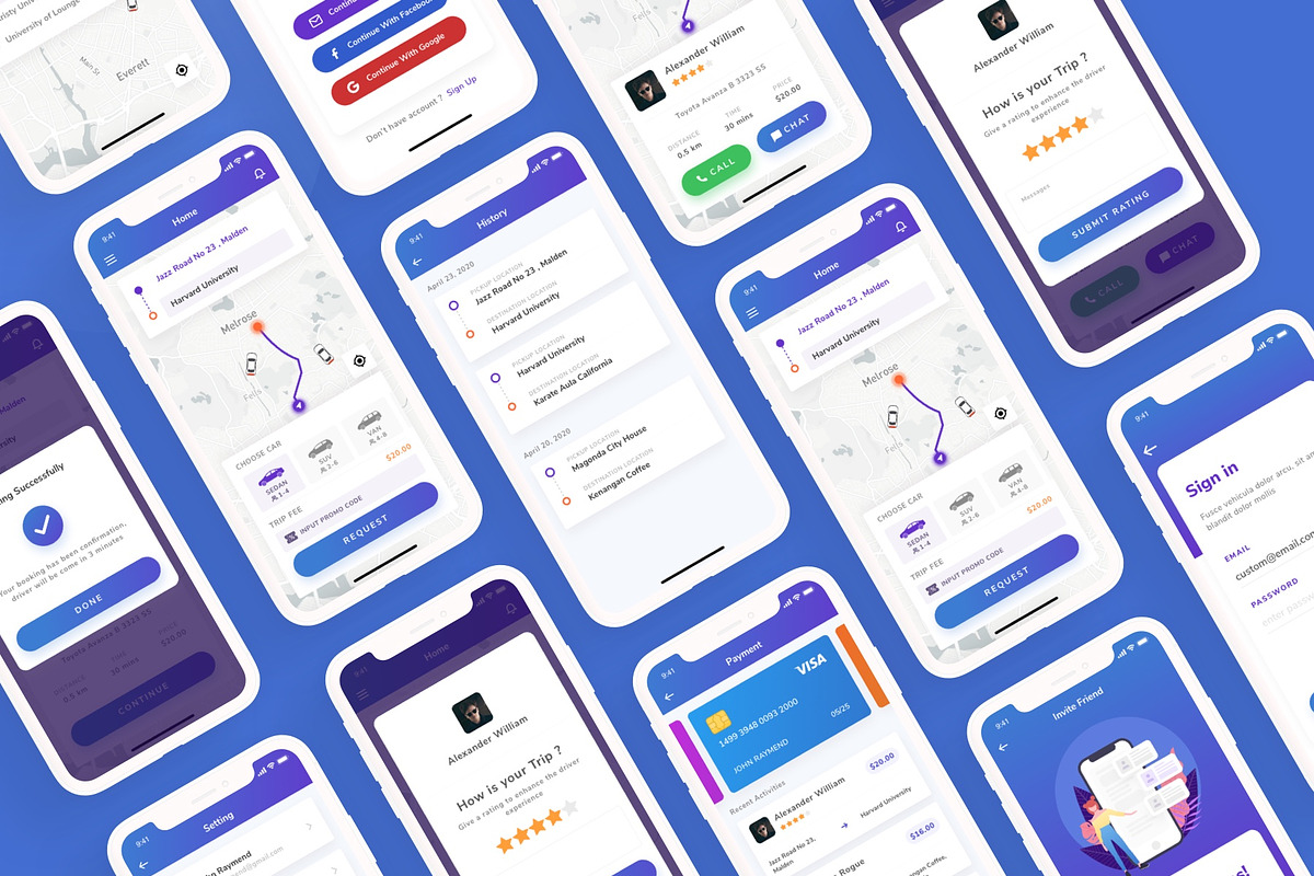 Ovlet - Taxi Mobile App UI Kit, an UI Kit Template by Masdika Studio (Photo 4 of 7)