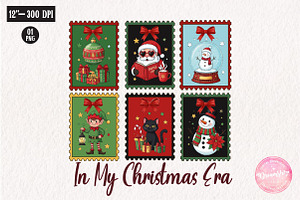 Retro Christmas Stamp - Cute Animal, an Illustration by CreationArt