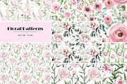 Watercolor pink flowers patterns set, a Pattern Graphic by Art and Funny (Thumbnail 1 of 8)