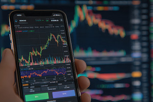 Smartphone displays stock market dat, a Photo by Pixeness Studio