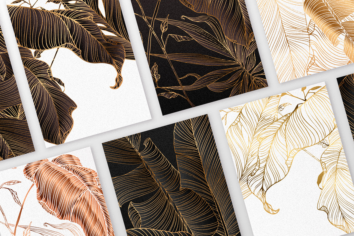 Palm leaves collection in gold, a Texture Illustration by Gluiki (Photo 2 of 11)