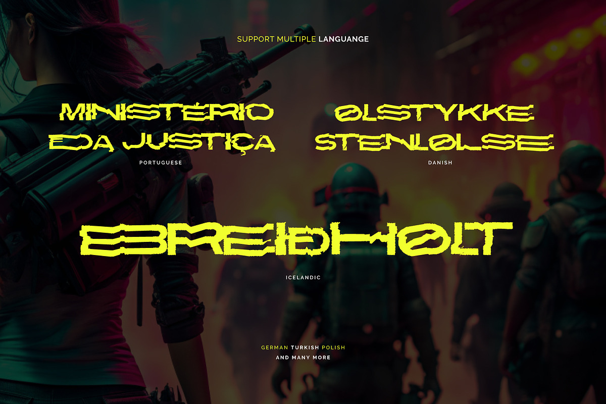 Glockr - Broken Cyberpunk Font, a Sans Serif Font by AaType. (Photo 5 of 6)