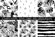 18 handdrawn tropical b&w patterns, a Decorative Illustration by VasilkovS (Thumbnail 3 of 4)
