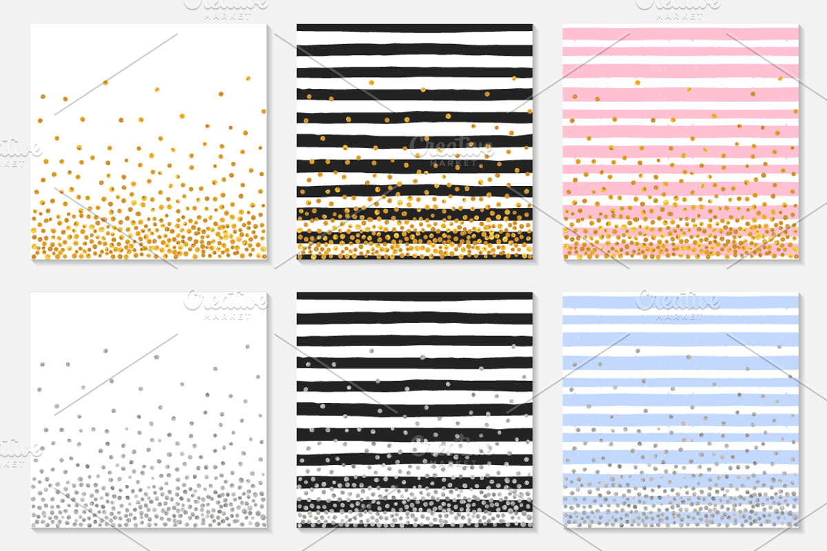 Gold and silver confetti backgrounds, a Pattern Graphic by ekmelica (Photo 3 of 5)