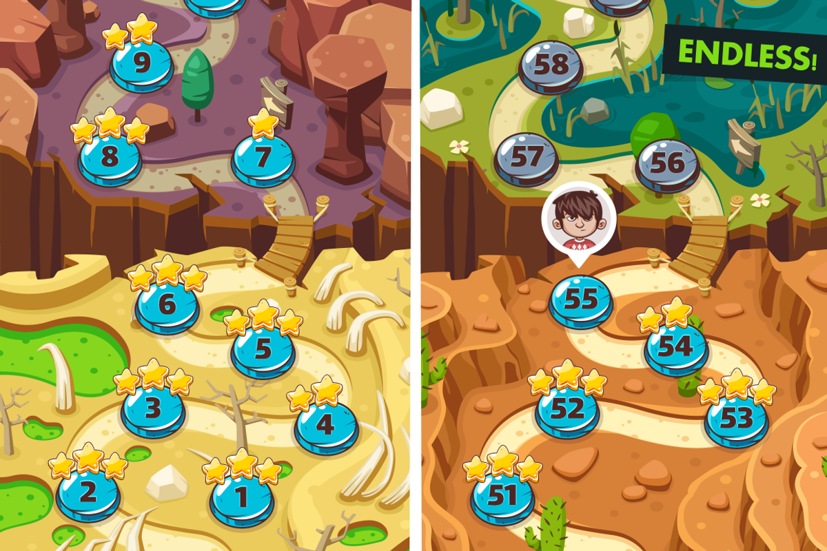 Wooden GUI and Game Level Map BUNDLE, an Illustration by wowu (Photo 10 of 17)