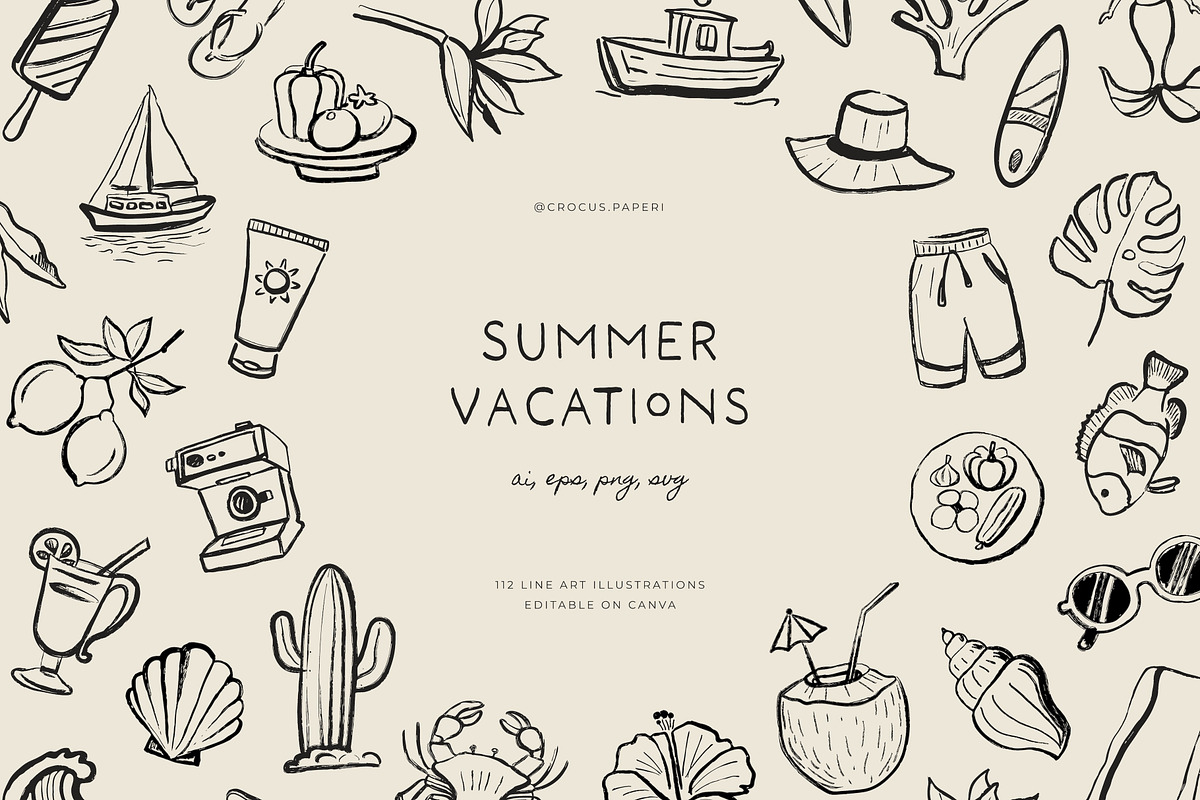 SUMMER HOLIDAY illustrations, a Seasonal Illustration by Crocus Paperi (Photo 1 of 6)