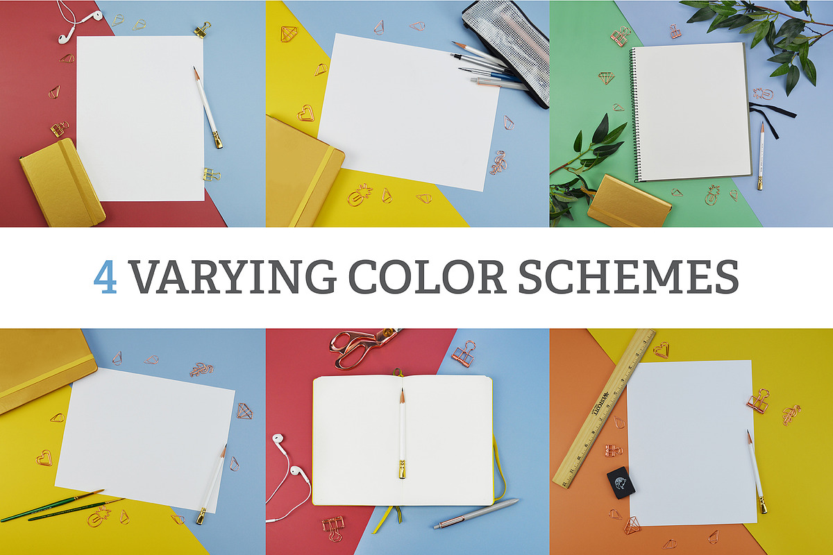 10 Two-Color Flat Lay .PSD Mockups, a Print Template by Olga Muzician (Photo 2 of 3)