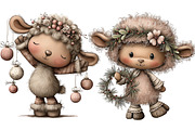 Funny Christmas Sheep Clipart, an Illustration by Craft Nest (Thumbnail 5 of 10)