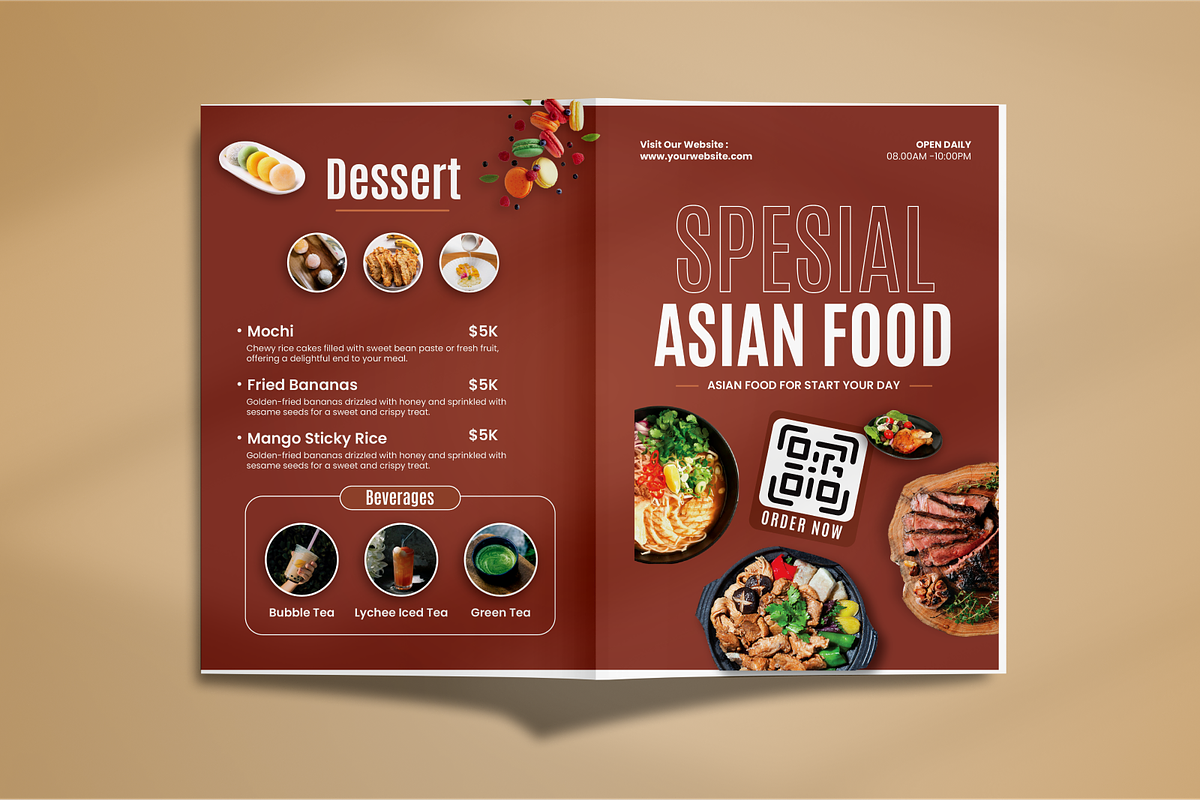 Restaurant Menu Bifold Brochures, a Brochure Template by SquidPixey (Photo 6 of 6)
